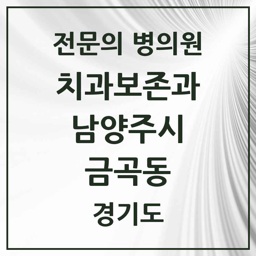 2025 경기도 남양주시 금곡동 치과보존과 전문의 치과 목록 8곳