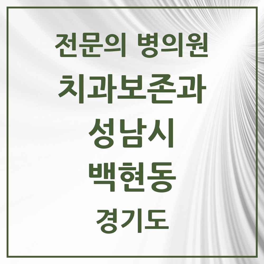 2025 경기도 성남시 백현동 치과보존과 전문의 치과 목록 15곳