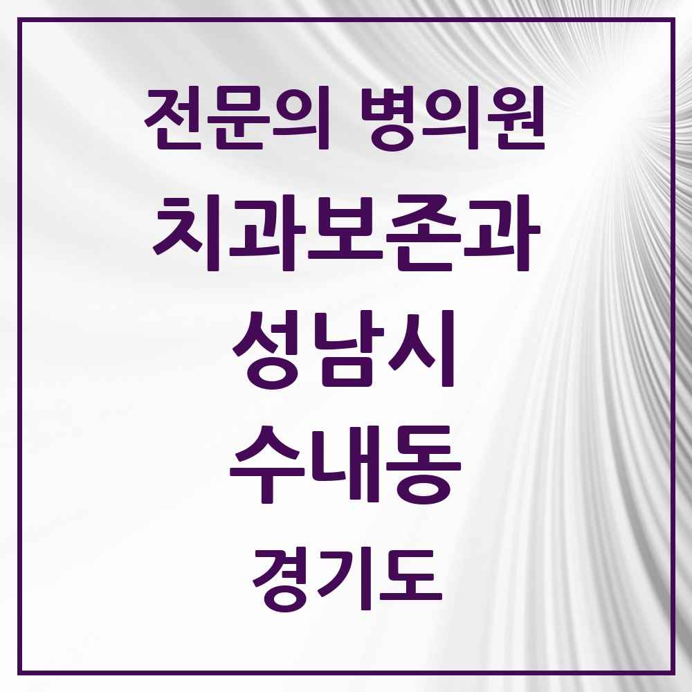 2025 경기도 성남시 수내동 치과보존과 전문의 치과 목록 15곳