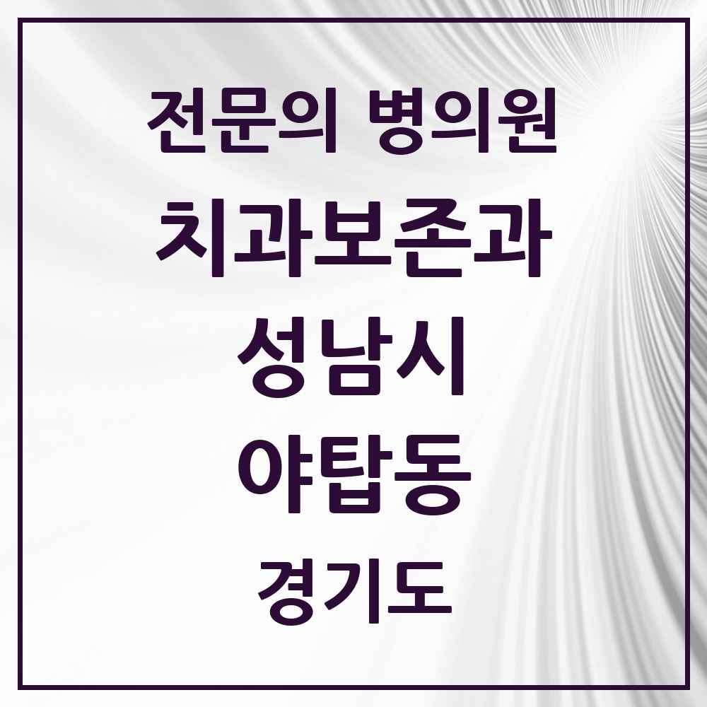2025 경기도 성남시 야탑동 치과보존과 전문의 치과 목록 15곳