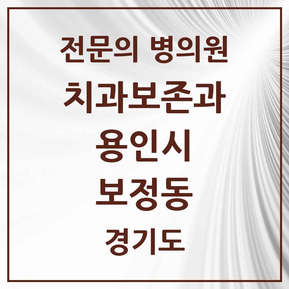 2025 경기도 용인시 보정동 치과보존과 전문의 치과 목록 9곳