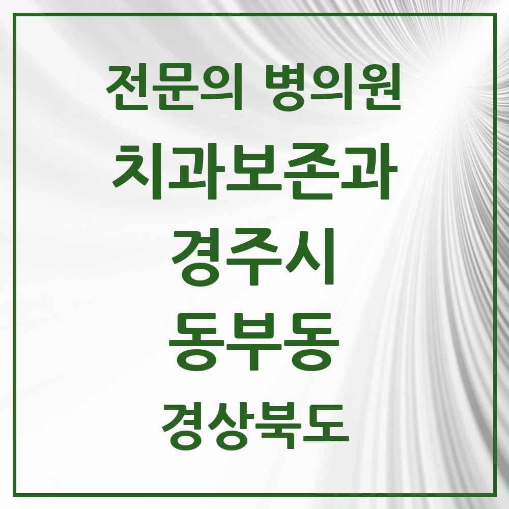 2025 경상북도 경주시 동부동 치과보존과 전문의 치과 목록 2곳