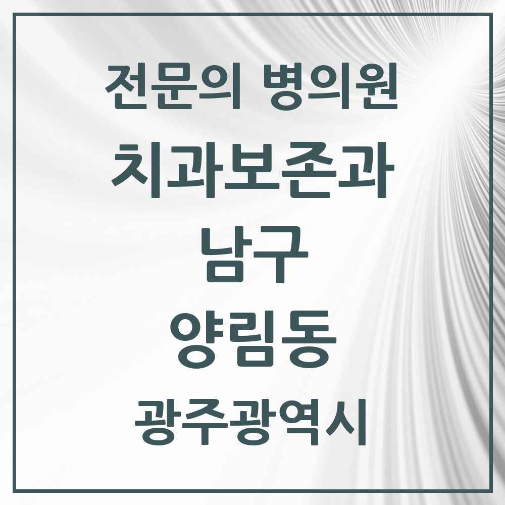 2025 광주광역시 남구 양림동 치과보존과 전문의 치과 목록 2곳