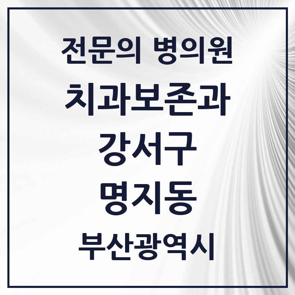 2025 부산광역시 강서구 명지동 치과보존과 전문의 치과 목록 1곳