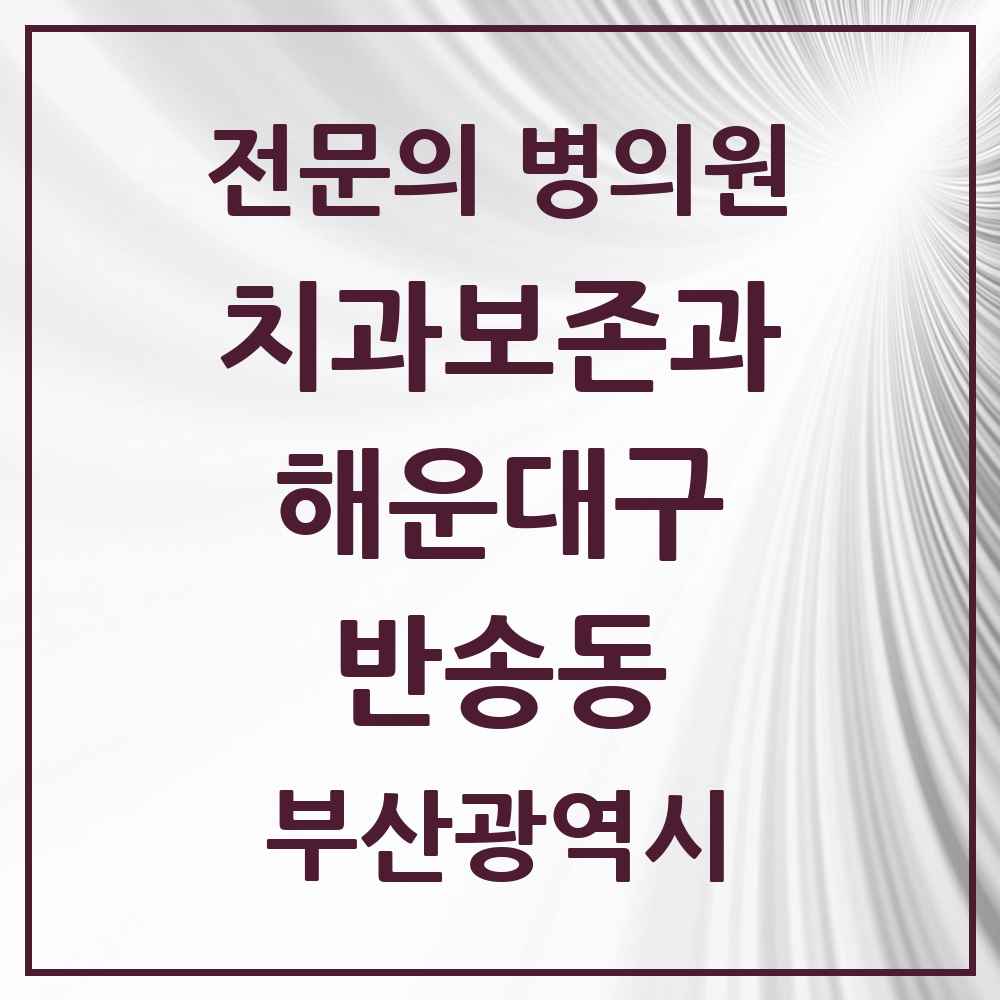 2025 반송동 치과보존과 전문의 치과 모음 4곳 | 부산광역시 해운대구 추천 리스트