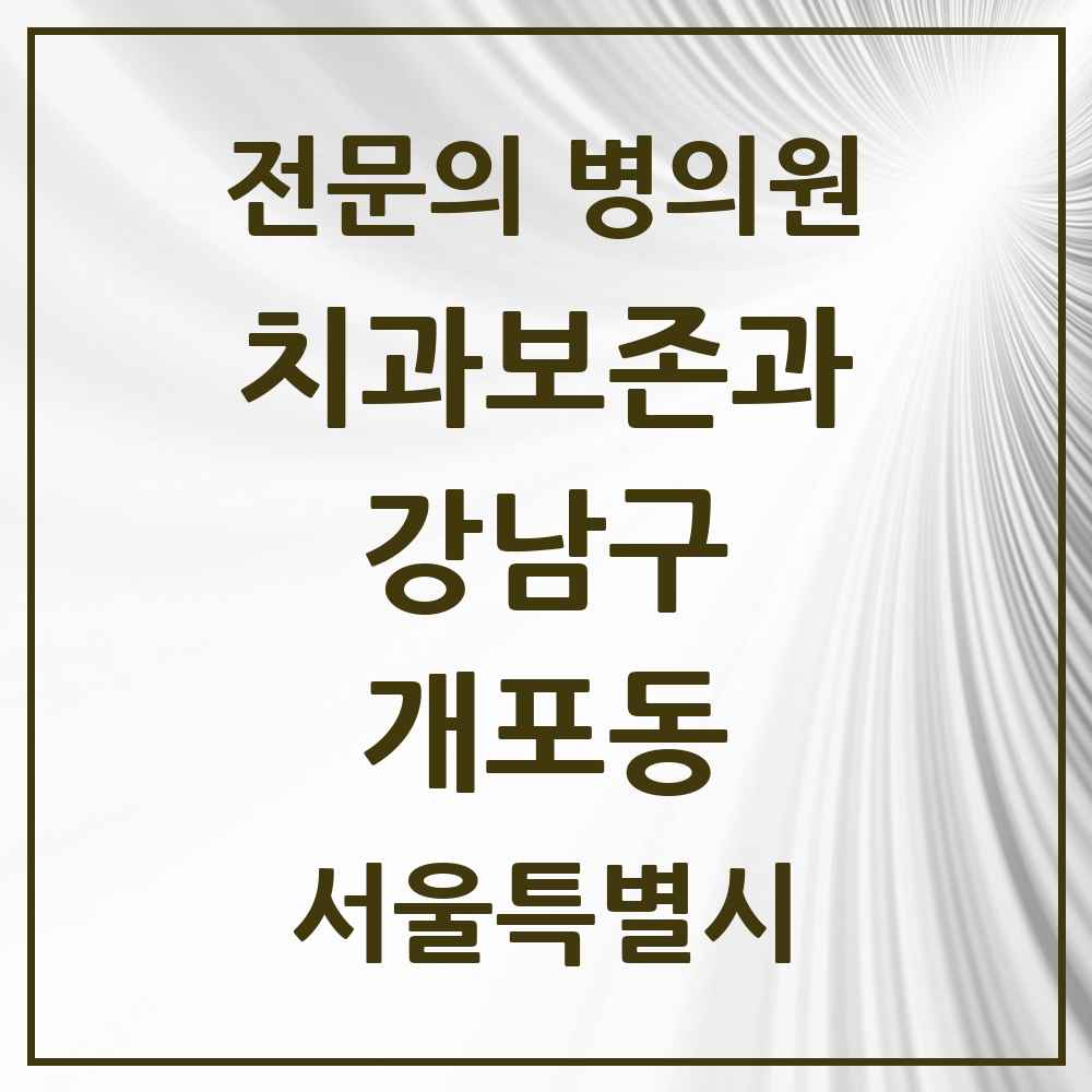 2025 서울특별시 강남구 개포동 치과보존과 전문의 치과 목록 18곳