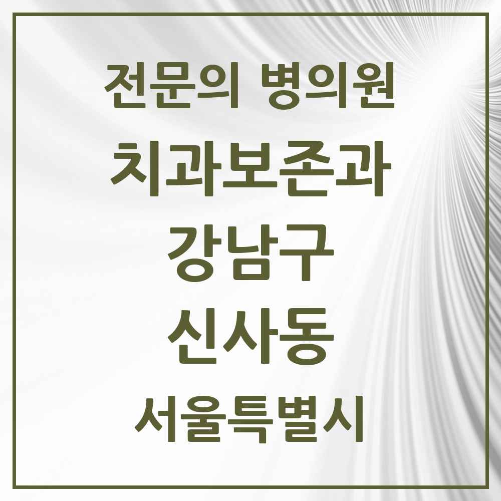 2025 서울특별시 강남구 신사동 치과보존과 전문의 치과 목록 18곳