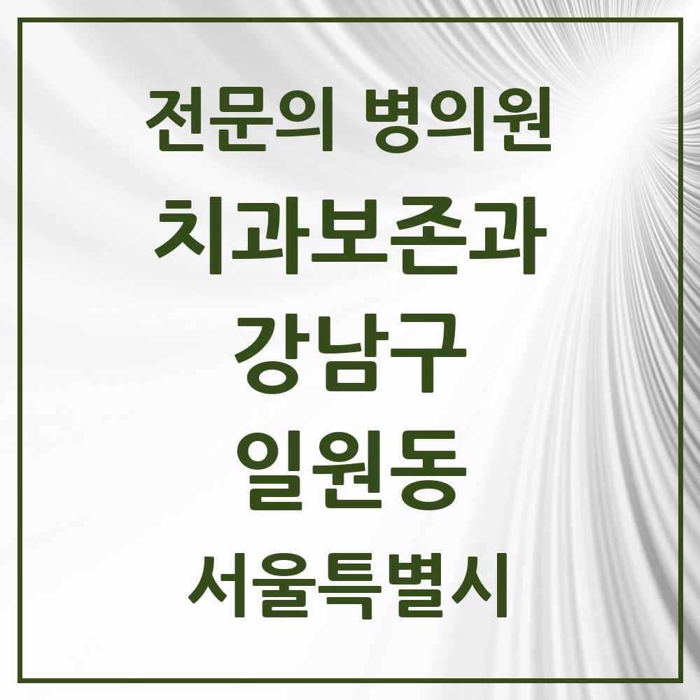 2025 서울특별시 강남구 일원동 치과보존과 전문의 치과 목록 18곳