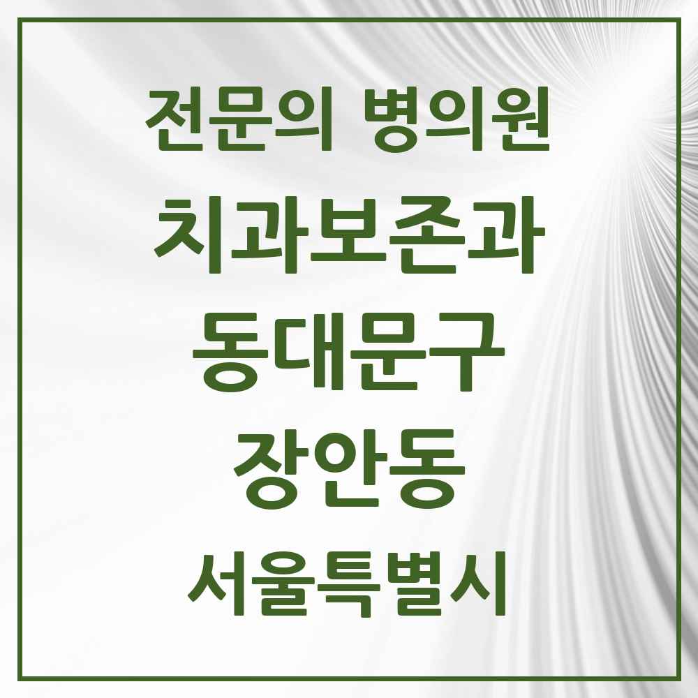 2025 서울특별시 동대문구 장안동 치과보존과 전문의 치과 목록 8곳