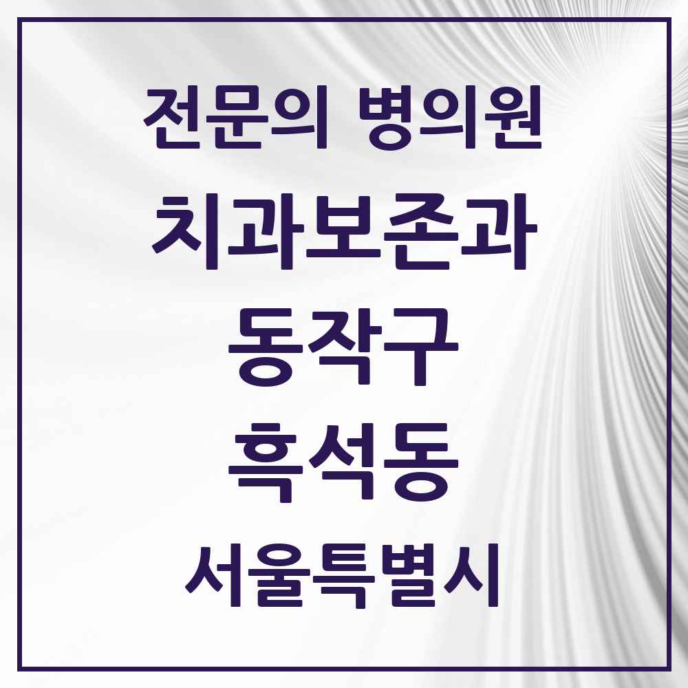 2025 서울특별시 동작구 흑석동 치과보존과 전문의 치과 목록 8곳