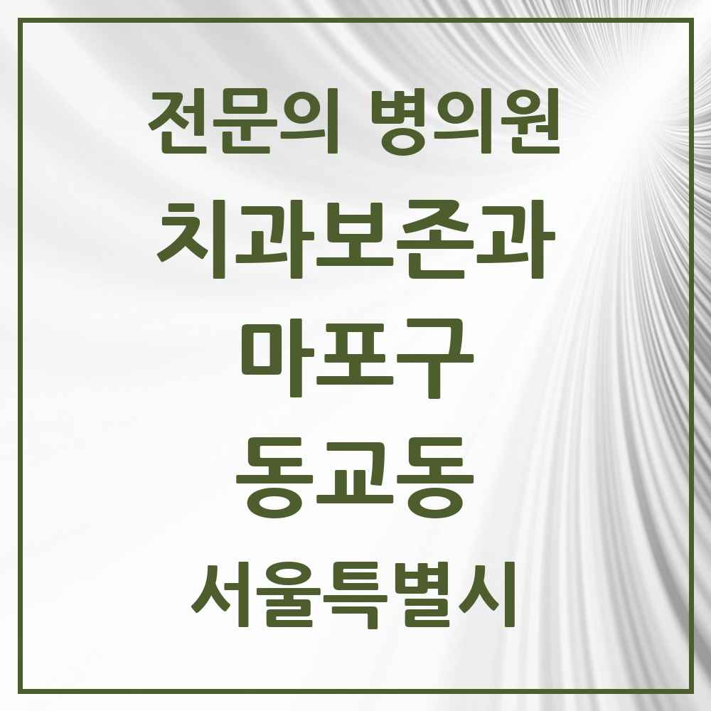 2025 서울특별시 마포구 동교동 치과보존과 전문의 치과 목록 11곳
