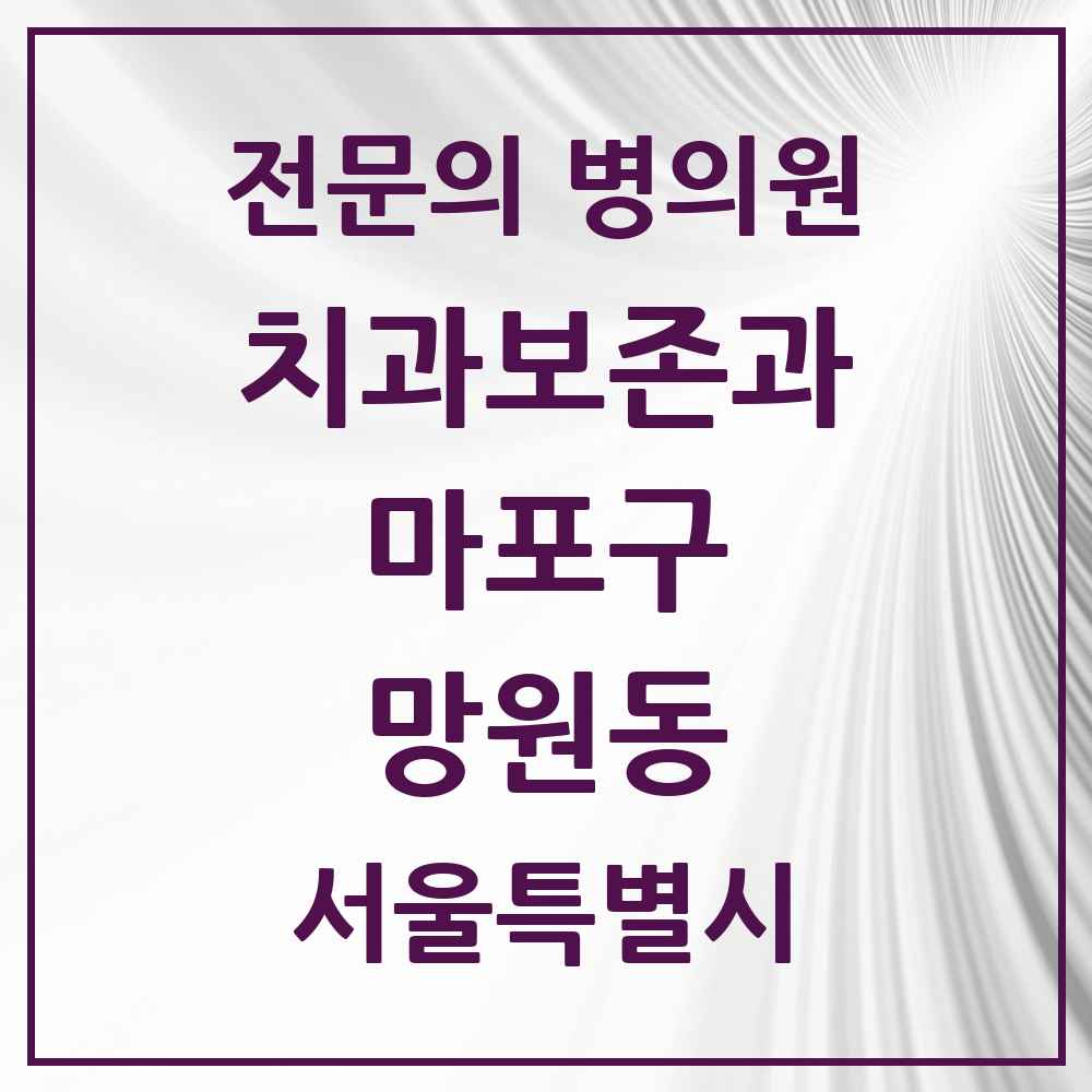 2025 서울특별시 마포구 망원동 치과보존과 전문의 치과 목록 11곳