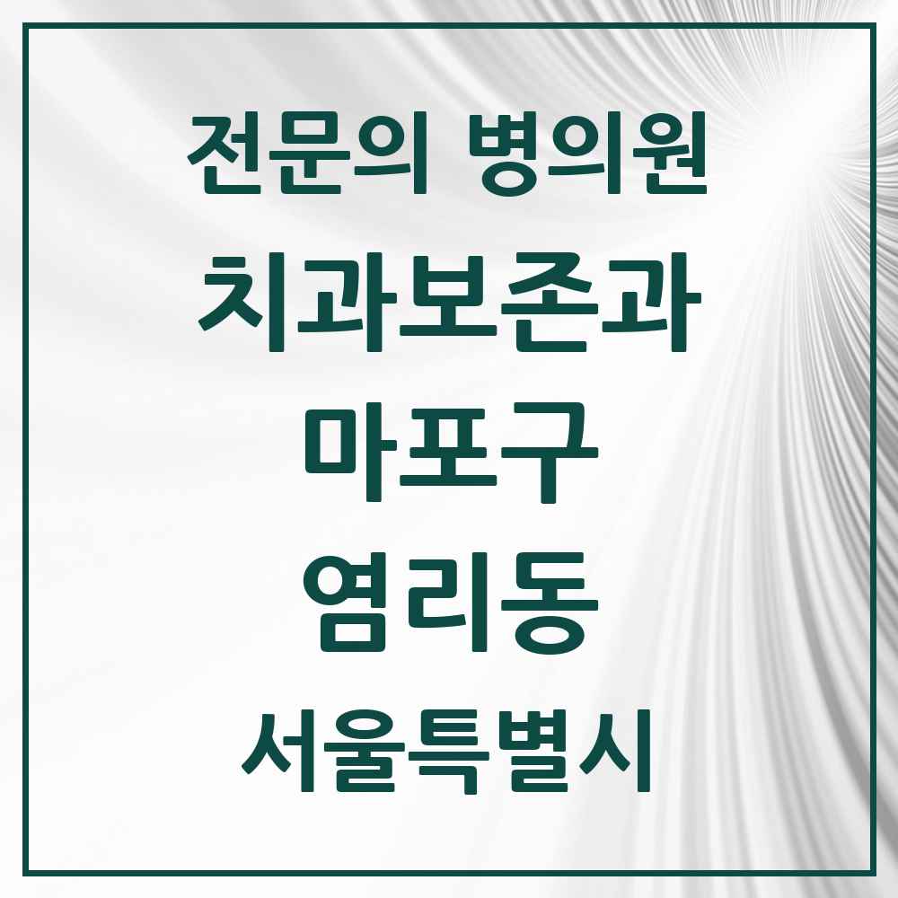 2025 서울특별시 마포구 염리동 치과보존과 전문의 치과 목록 11곳