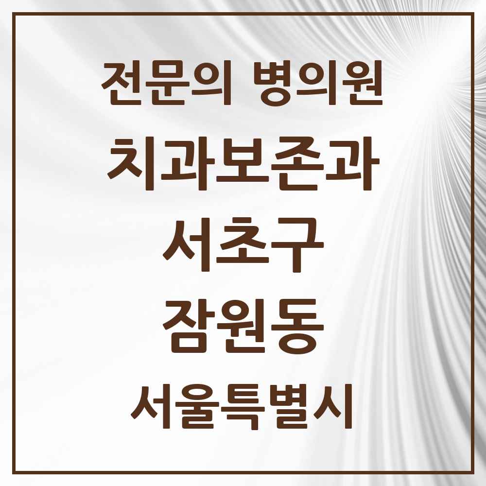 2025 서울특별시 서초구 잠원동 치과보존과 전문의 치과 목록 15곳