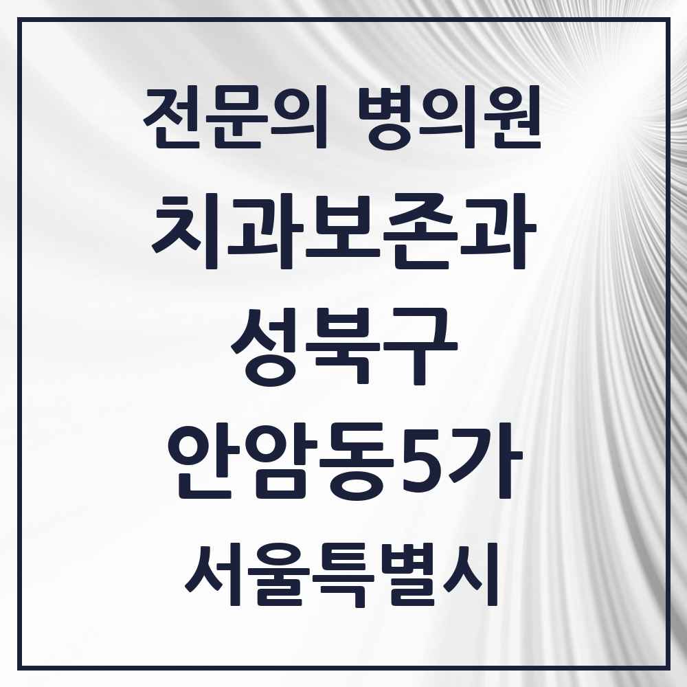 2025 서울특별시 성북구 안암동5가 치과보존과 전문의 치과 목록 9곳