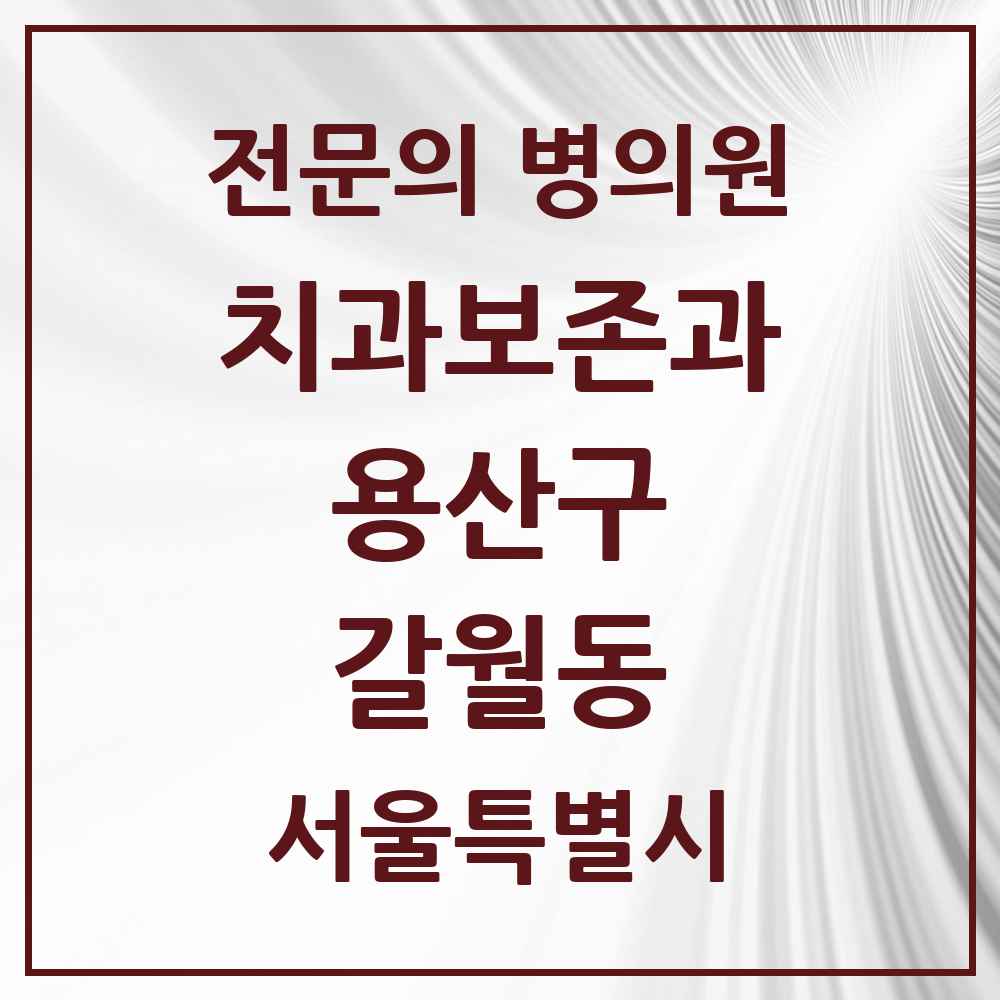 2025 서울특별시 용산구 갈월동 치과보존과 전문의 치과 목록 3곳