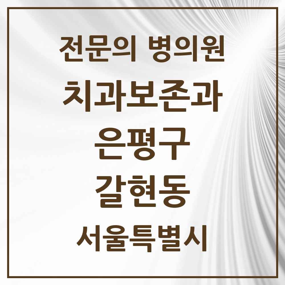 2025 서울특별시 은평구 갈현동 치과보존과 전문의 치과 목록 8곳