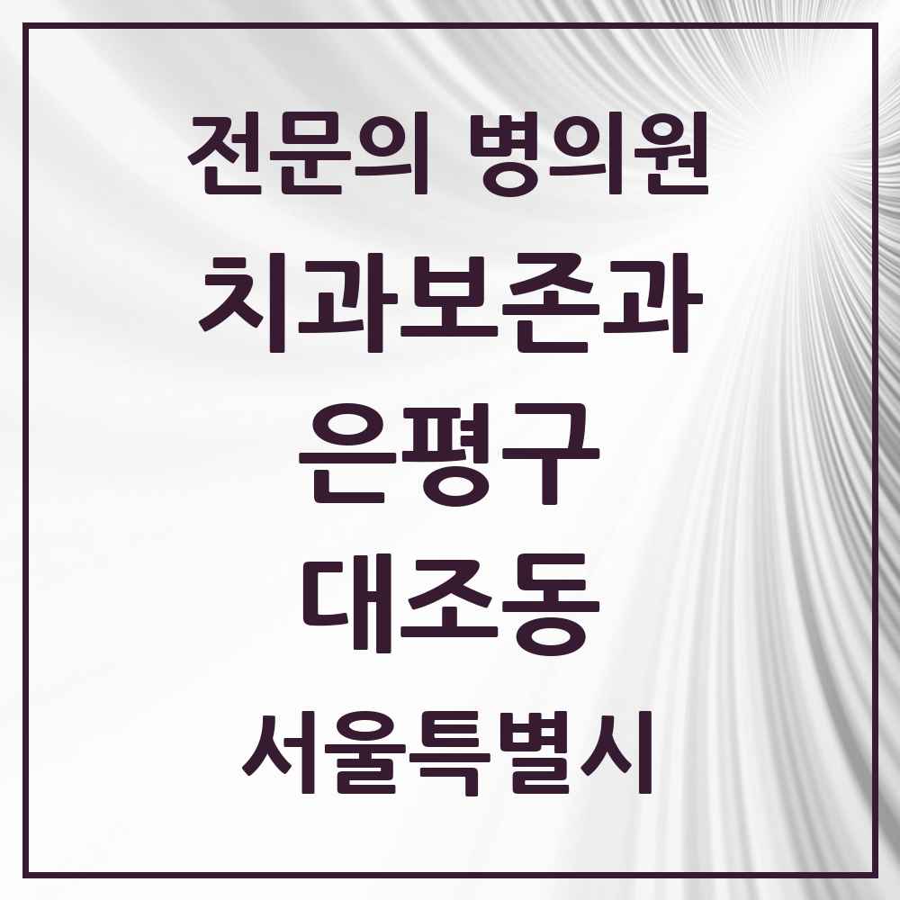 2025 서울특별시 은평구 대조동 치과보존과 전문의 치과 목록 8곳