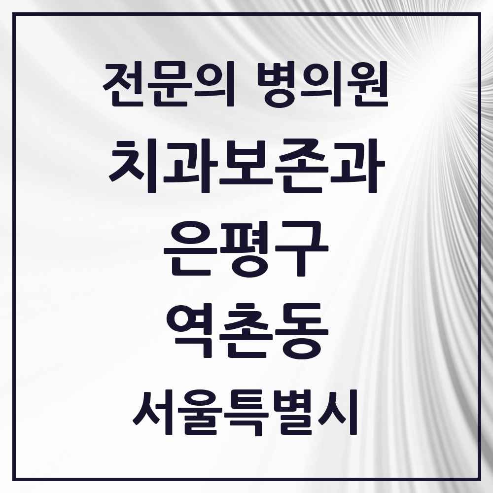 2025 서울특별시 은평구 역촌동 치과보존과 전문의 치과 목록 8곳