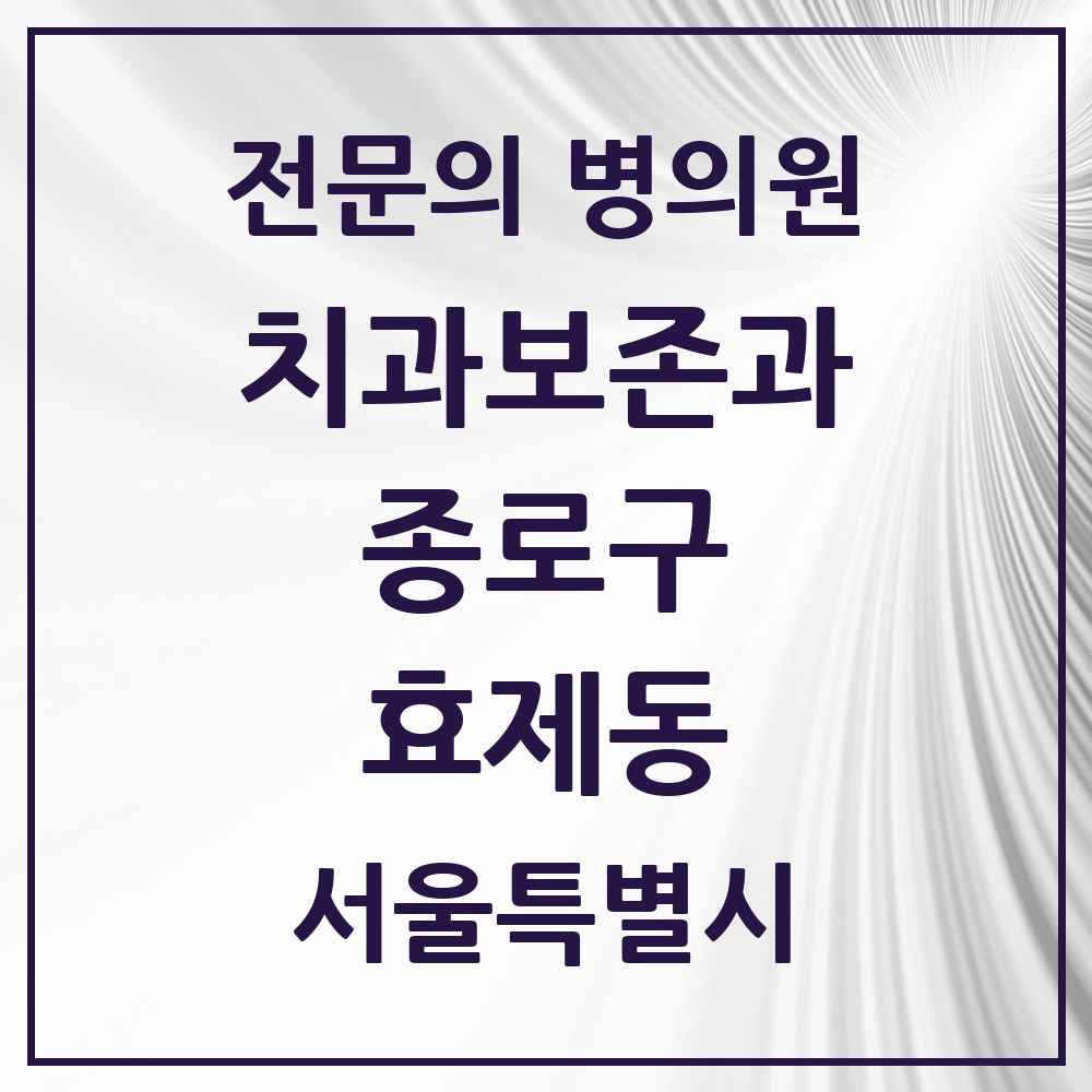2025 서울특별시 종로구 효제동 치과보존과 전문의 치과 목록 5곳