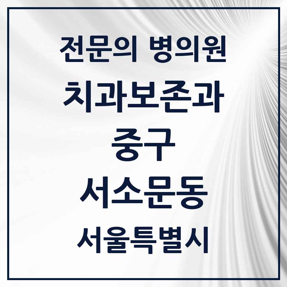 2025 서울특별시 중구 서소문동 치과보존과 전문의 치과 목록 10곳