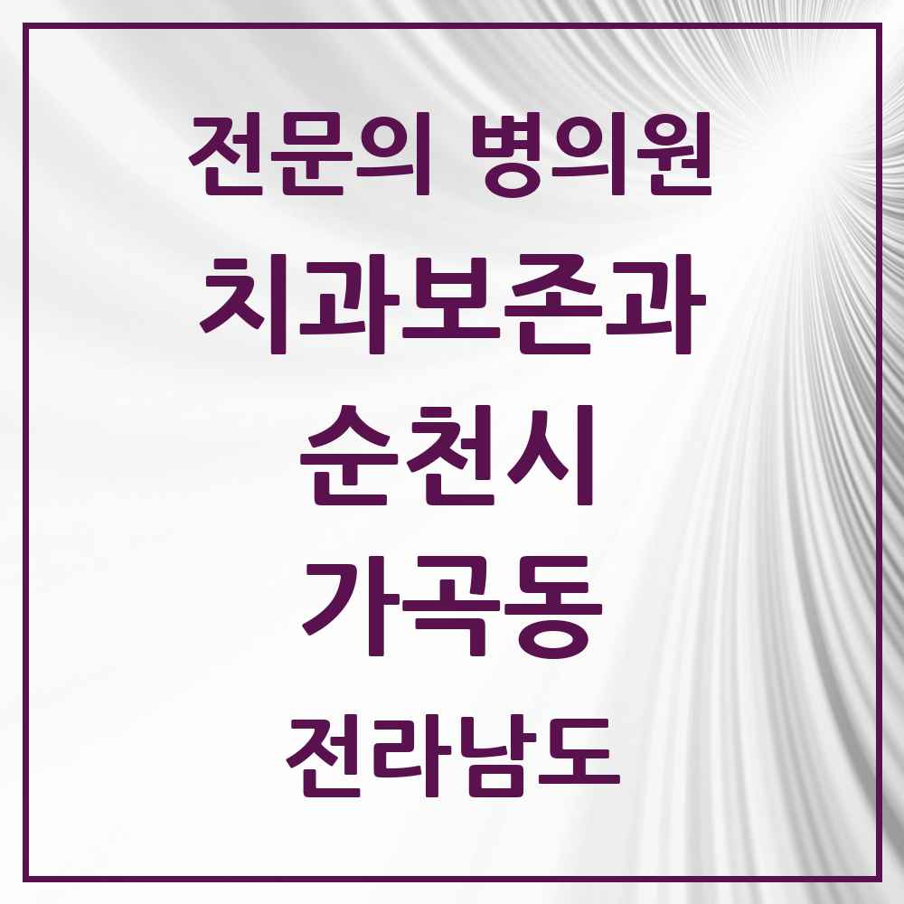 2025 전라남도 순천시 가곡동 치과보존과 전문의 치과 목록 2곳