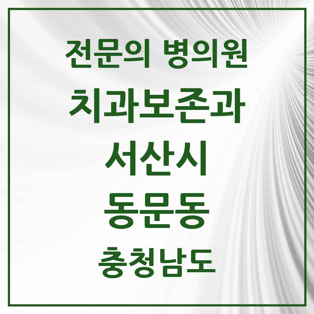 2025 충청남도 서산시 동문동 치과보존과 전문의 치과 목록 1곳