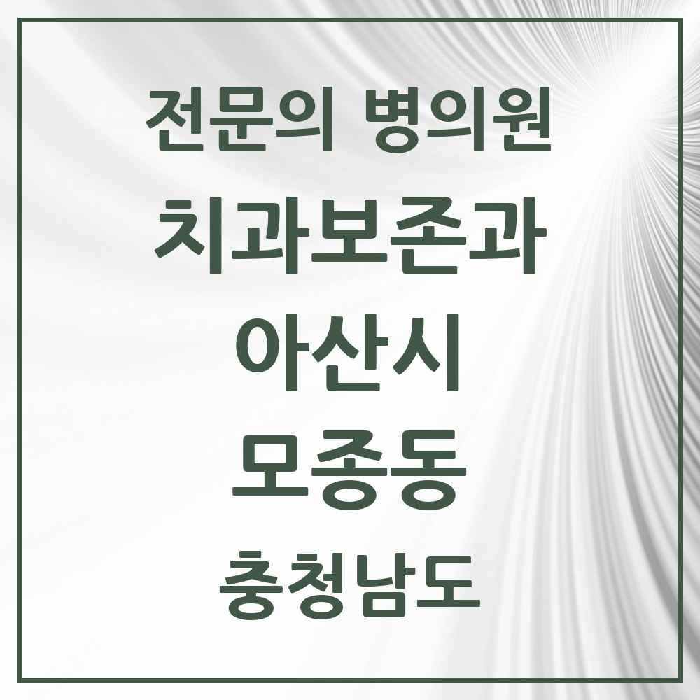 2025 충청남도 아산시 모종동 치과보존과 전문의 치과 목록 2곳