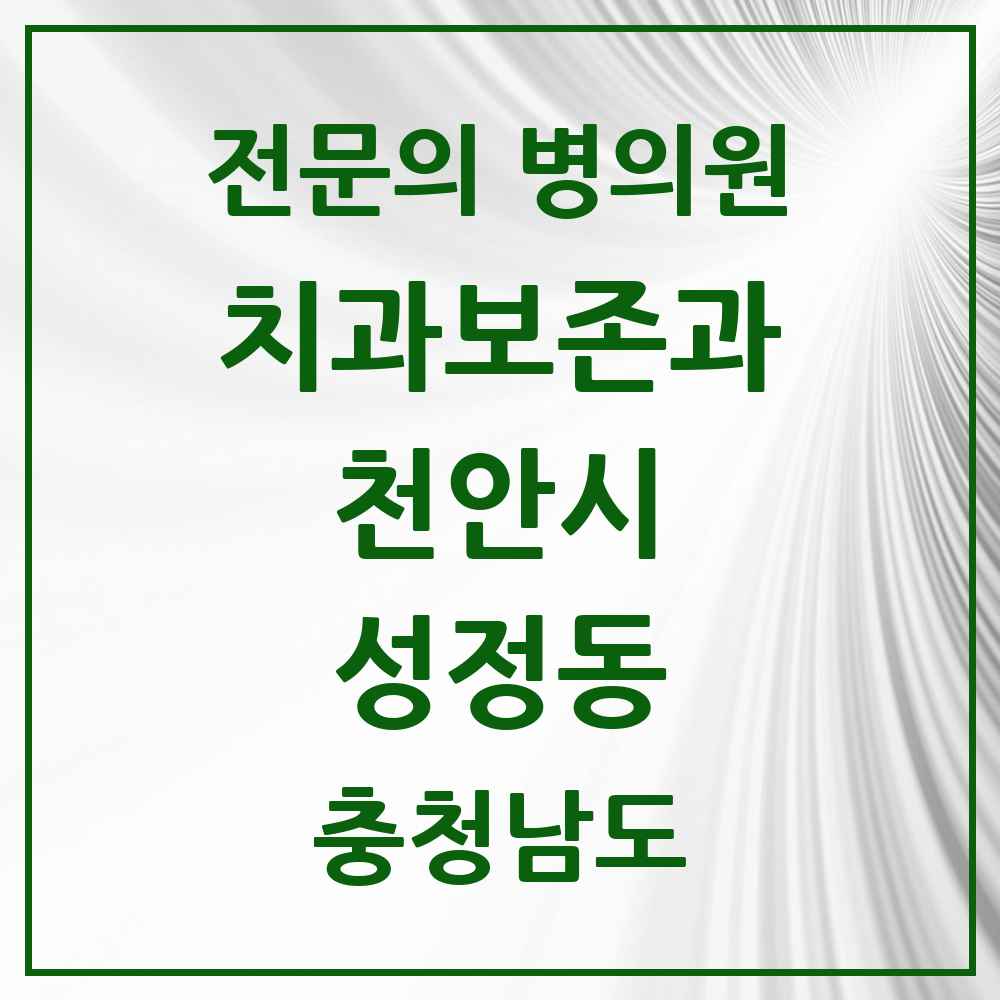 2025 충청남도 천안시 성정동 치과보존과 전문의 치과 목록 5곳