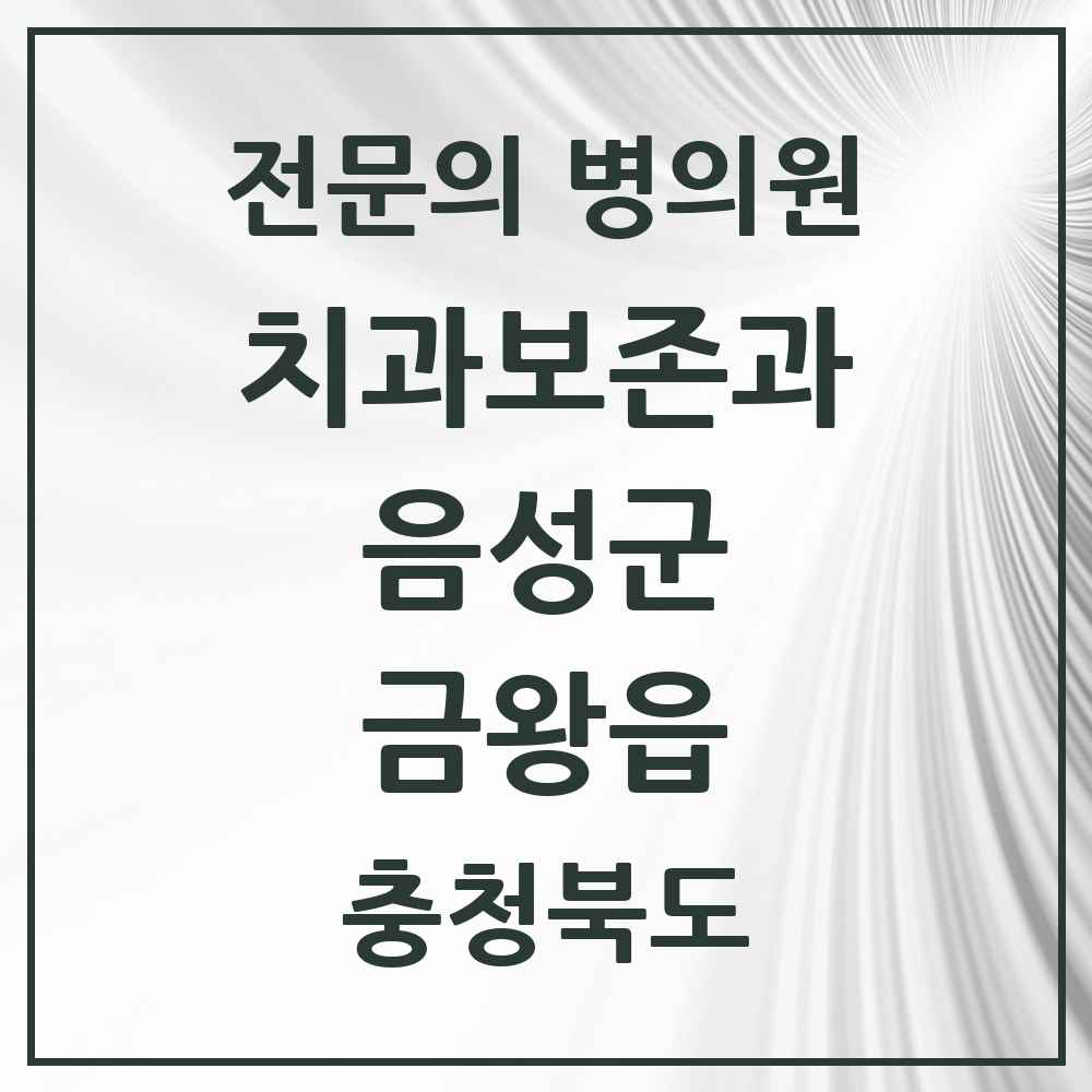 2025 충청북도 음성군 금왕읍 치과보존과 전문의 치과 목록 1곳