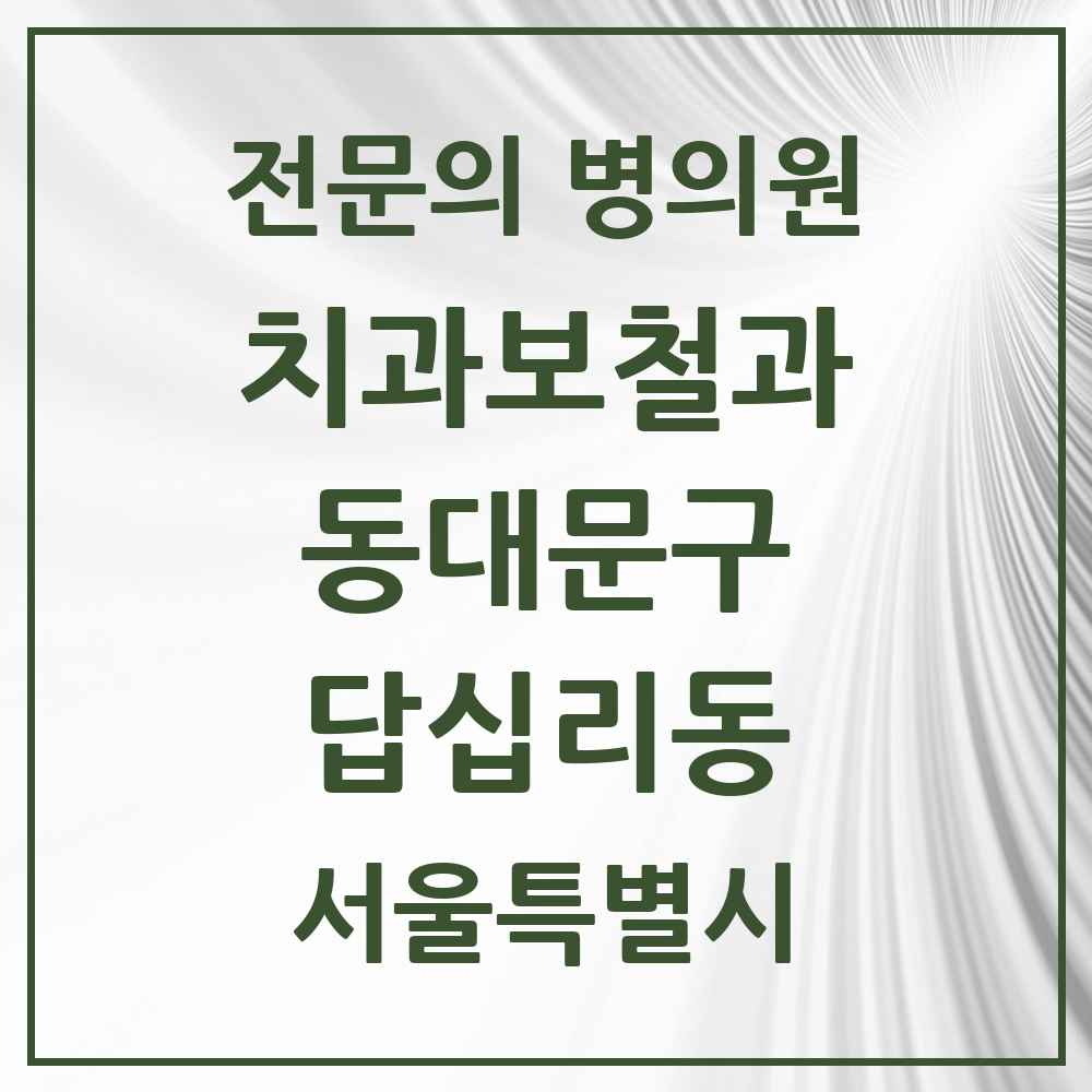 2025 서울특별시 동대문구 답십리동 치과보철과 전문의 치과 목록 12곳