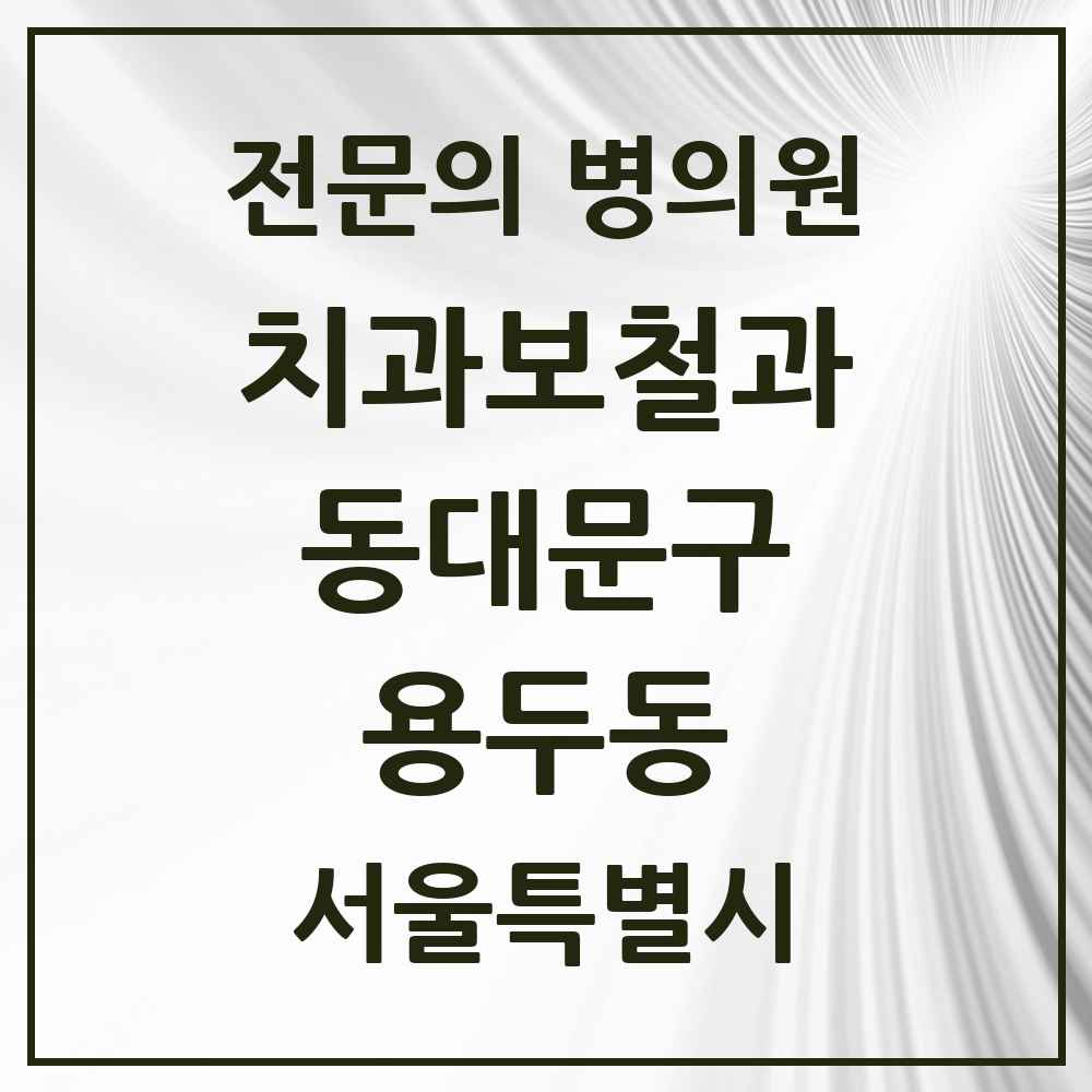 2025 서울특별시 동대문구 용두동 치과보철과 전문의 치과 목록 12곳