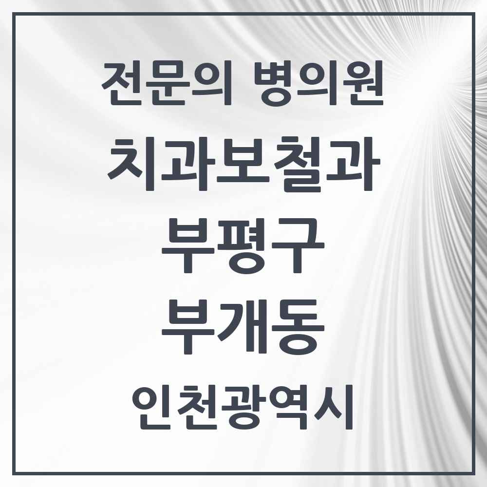 2025 인천광역시 부평구 부개동 치과보철과 전문의 치과 목록 10곳