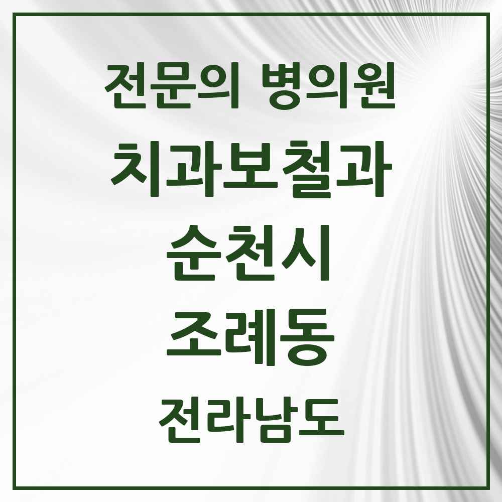 2025 전라남도 순천시 조례동 치과보철과 전문의 치과 목록 6곳
