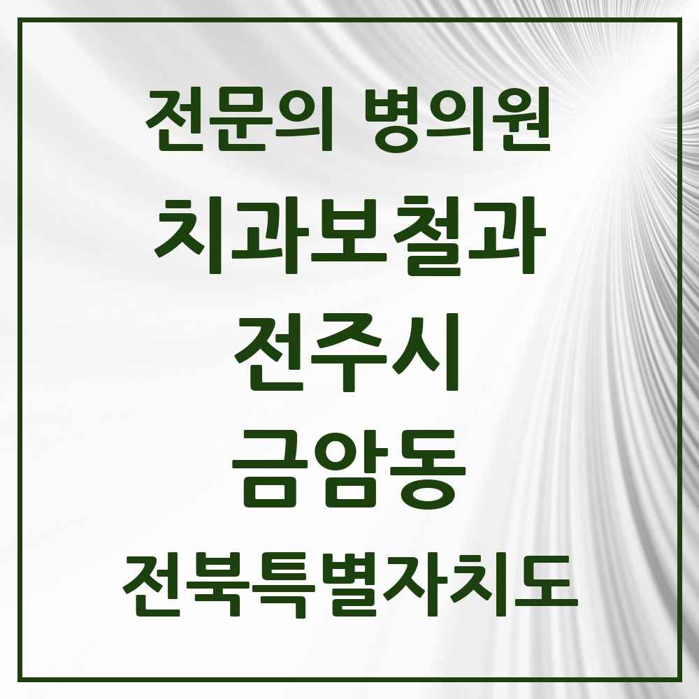 2025 전북특별자치도 전주시 금암동 치과보철과 전문의 치과 목록 11곳
