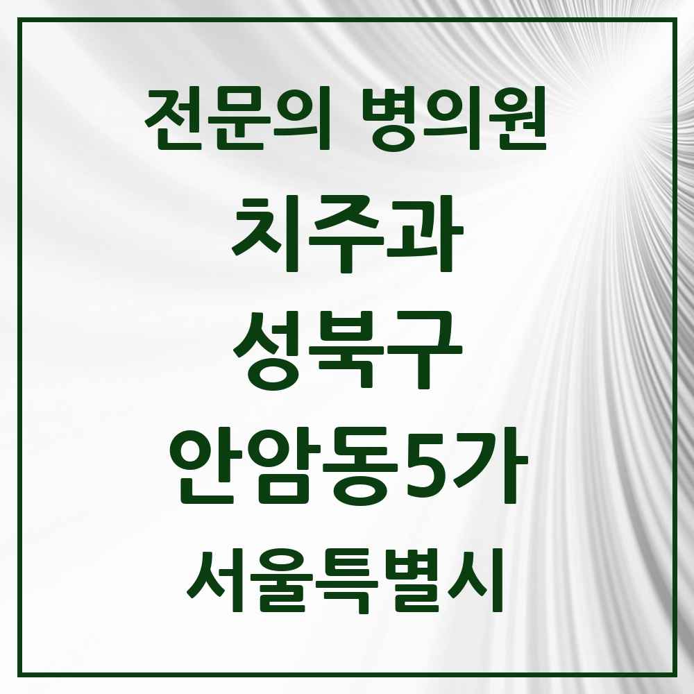 2025 서울특별시 성북구 안암동5가 치주과 전문의 치과 목록 5곳