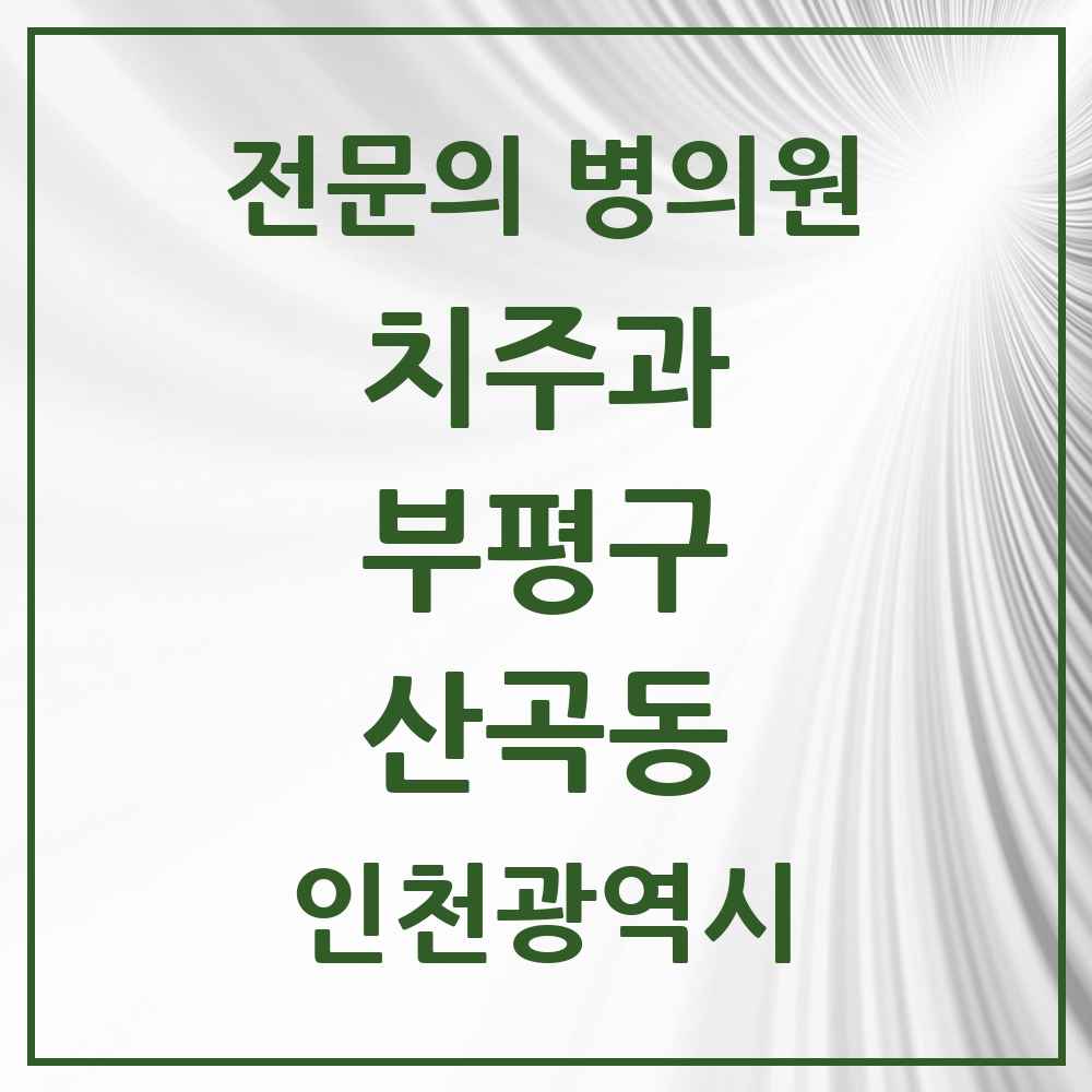 2025 인천광역시 부평구 산곡동 치주과 전문의 치과 목록 9곳