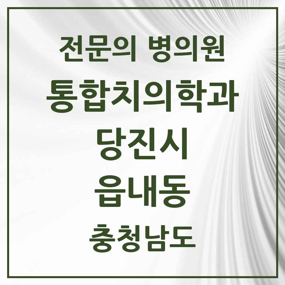 2025 충청남도 당진시 읍내동 통합치의학과 전문의 치과 목록 13곳