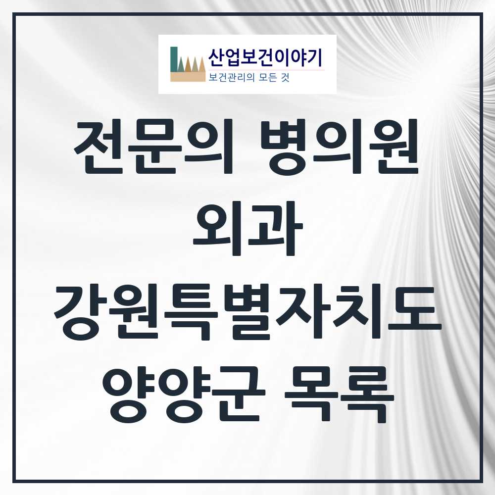 2025 양양군 외과 전문의 의원·병원 모음 1곳 | 강원특별자치도 추천 리스트