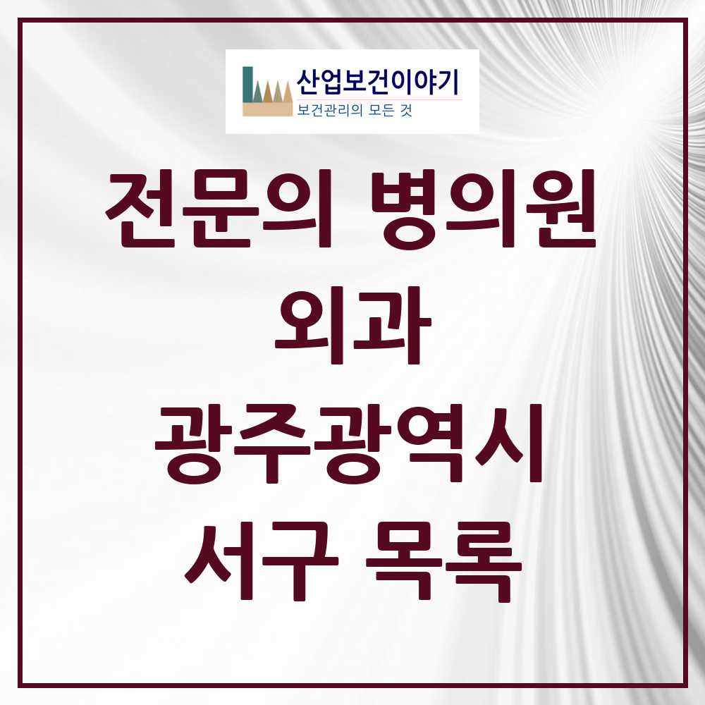 2025 서구 외과 전문의 의원·병원 모음 28곳 | 광주광역시 추천 리스트
