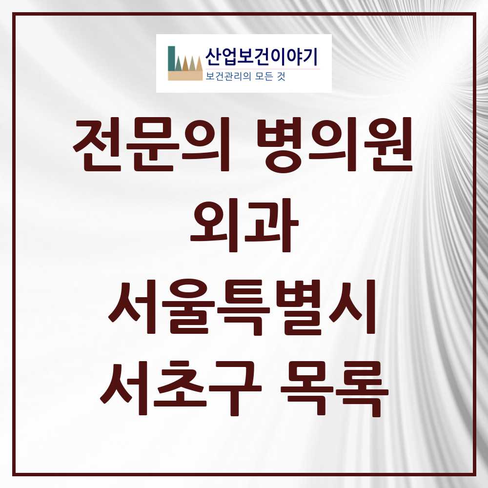 2025 서초구 외과 전문의 의원·병원 모음 36곳 | 서울특별시 추천 리스트