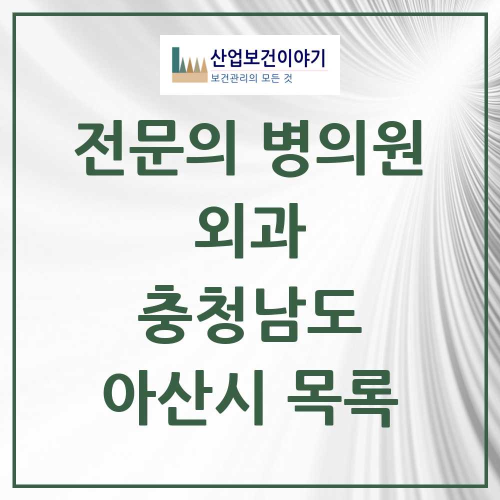 2025 아산시 외과 전문의 의원·병원 모음 16곳 | 충청남도 추천 리스트
