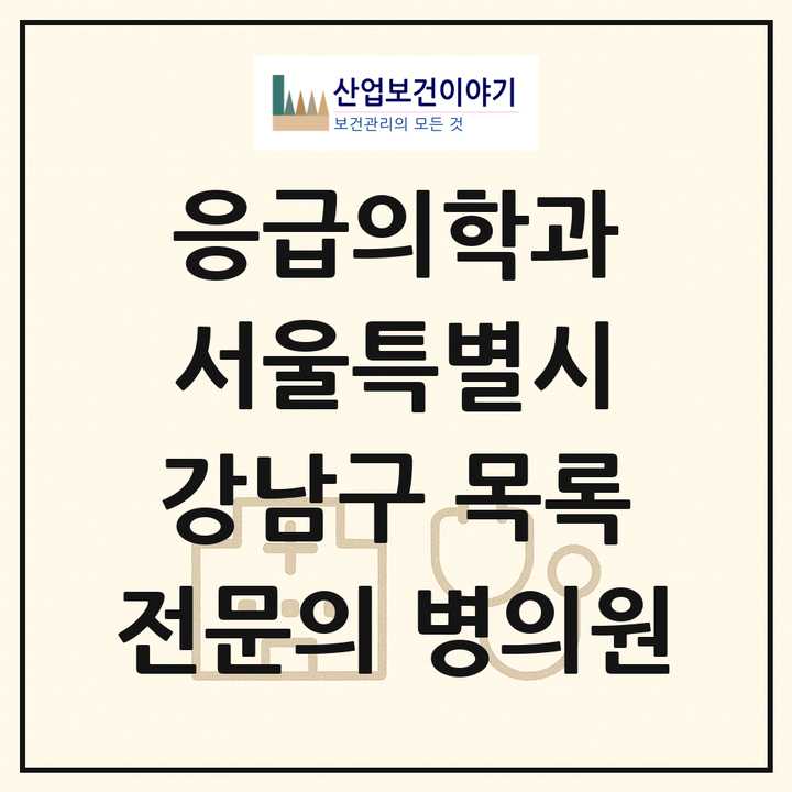 2026 서울특별시 강남구 응급의학과 전문의 의원·병원 목록 10곳