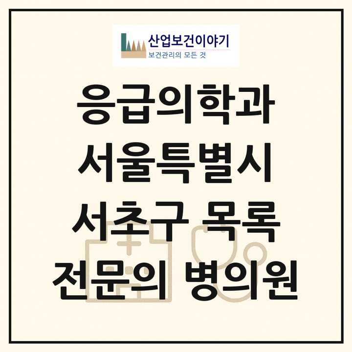 2026 서울특별시 서초구 응급의학과 전문의 의원·병원 목록 2곳