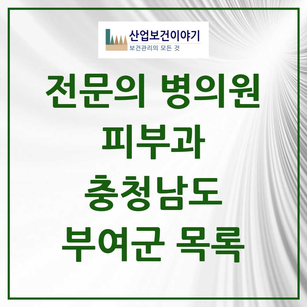 2025 충청남도 부여군 피부과 전문의 의원·병원 목록 0곳