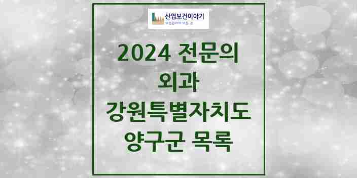 2024 양구군 외과 전문의 의원·병원 모음 | 강원특별자치도 리스트
