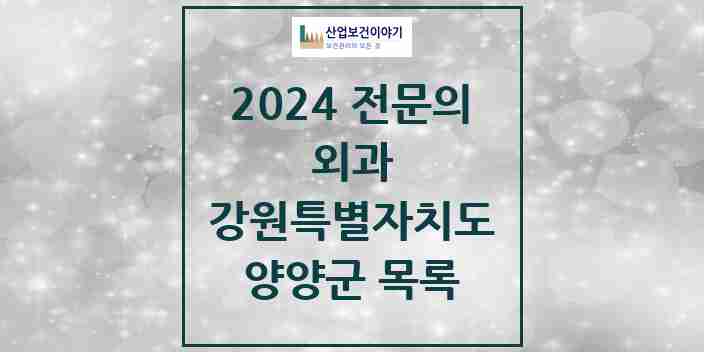 2024 양양군 외과 전문의 의원·병원 모음 | 강원특별자치도 리스트