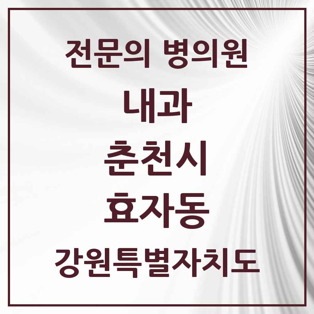 2025 강원특별자치도 춘천시 효자동 내과 전문의 의원·병원 목록 5곳