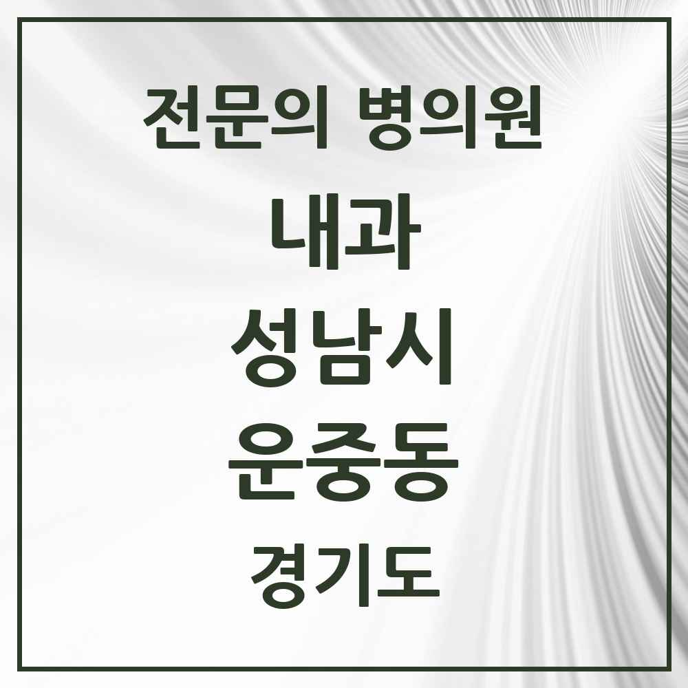2025 경기도 성남시 운중동 내과 전문의 의원·병원 목록 3곳