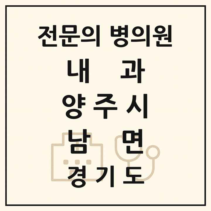 2026 경기도 양주시 남면 내과 전문의 의원·병원 목록 1곳